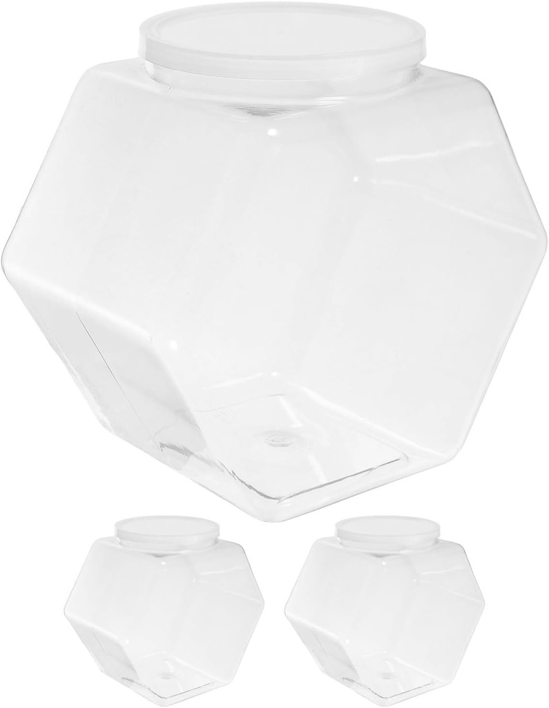 3pcs Hexagonal Cookie Jars with Lid Candy Jars 2150 ml Plastic Storage Containers Kitchen Storage Containers for Dry Food Biscuits and Snacks