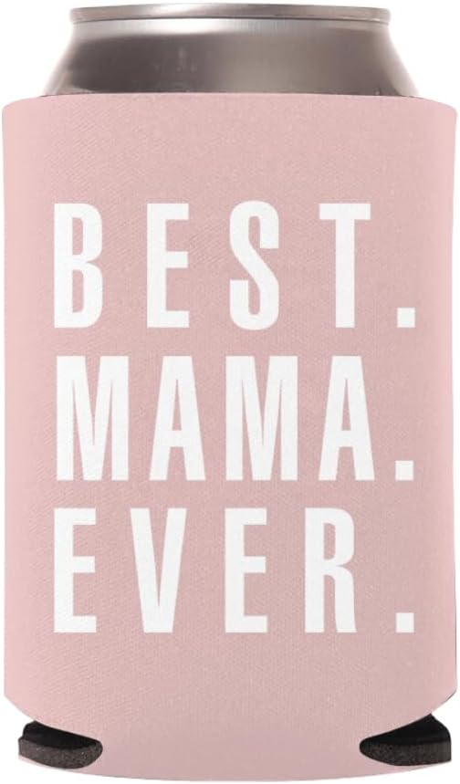 Best Mama Ever, Best Papa Ever Can Coolers, Mom Dad Can Coolies, Funny Can Sleeves Insulator, Gifts for Mom, Gifts for Dad, Funny Gifts for Mom & Dad, Gifts for Parents (Best Mama Ever, Pink)
