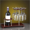 Countertop Wine Glass Rack, Wood Wine Glasses Storage Stand, Tabletop Stemware Rack Holds 6 Glasses and 1 Bottle, for Kitchen Decor, Bar, Wine Cellar