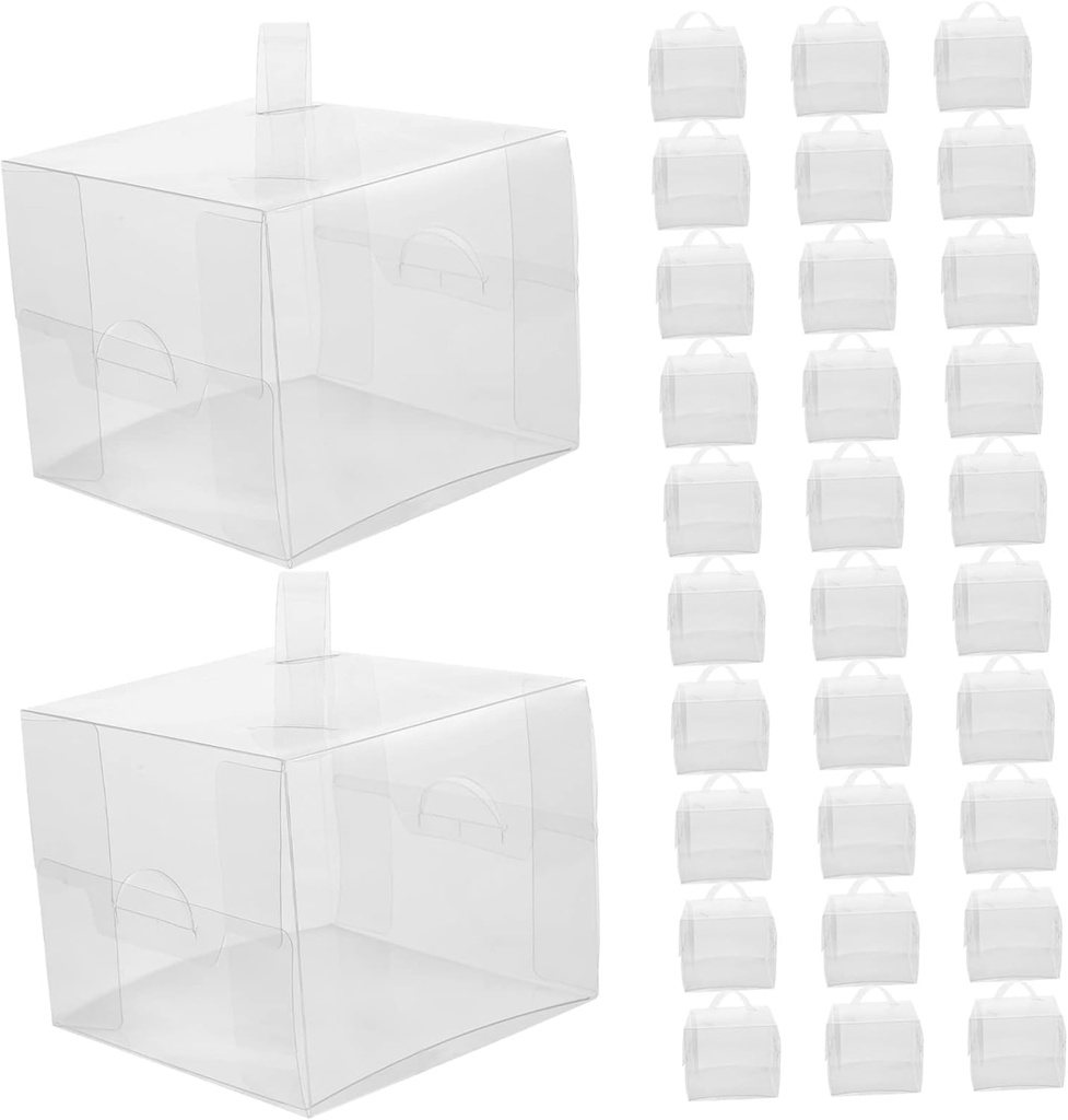 Ciieeo 10Pcs Clear Portable Cake Boxes with Handles Bakery Cake Holders for Desserts and Cupcakes for Birthday Parties and Special Events