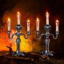 JOYIN 2 Pcs Skull Candelabra Halloween Decorations Indoor LED Lights Flameless Candles Holder, Scary Haunted House Mansion Decor for Table Home Party