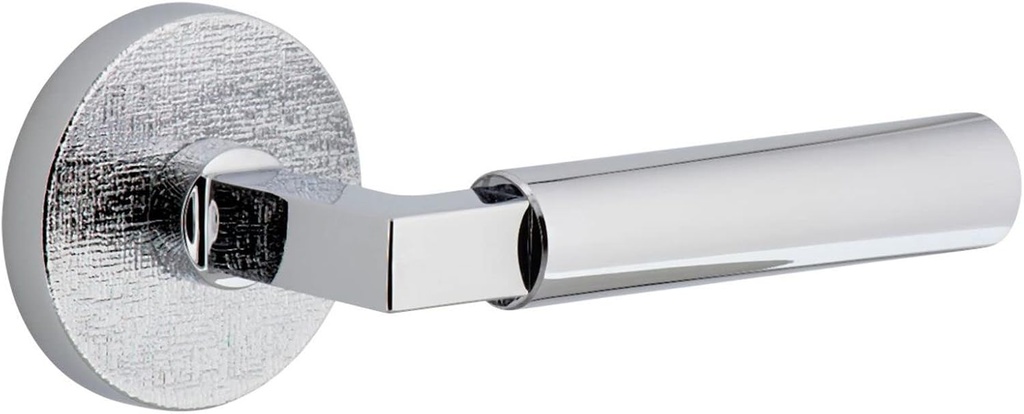 Viaggio CLOMLNCON-STH_PSG_238_RH Motivo Right Handed Solid Brass Passage Door Lever Set with Contempo Lever and Circolo Linen Rosette - 2-3/8" Backset - Bright Chrome