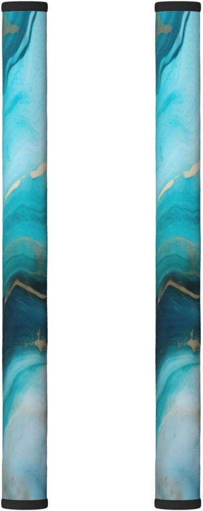 Teal Turquoise Liquid Marble 2 Pcs Refrigerator Door Handle Covers Set of 2 Non Slip Kitchen Appliance Fridge Handle Cover Oven Microwave Dishwasher Handle Dust Covers Protector