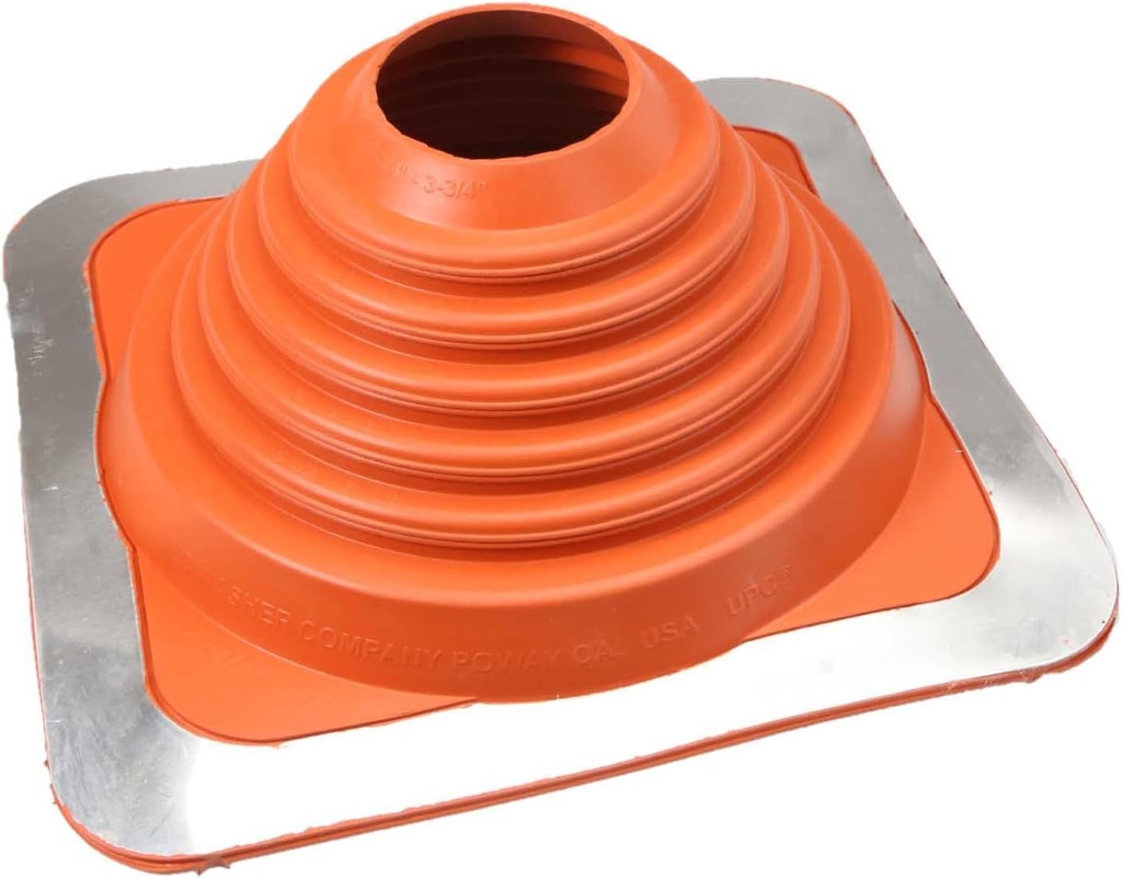 Fasteners Plus #4 Square Silicone Metal Roof Pipe Flashing Boot - Fits 2-3/4" - 7" Pipe OD - Red (Made in USA)