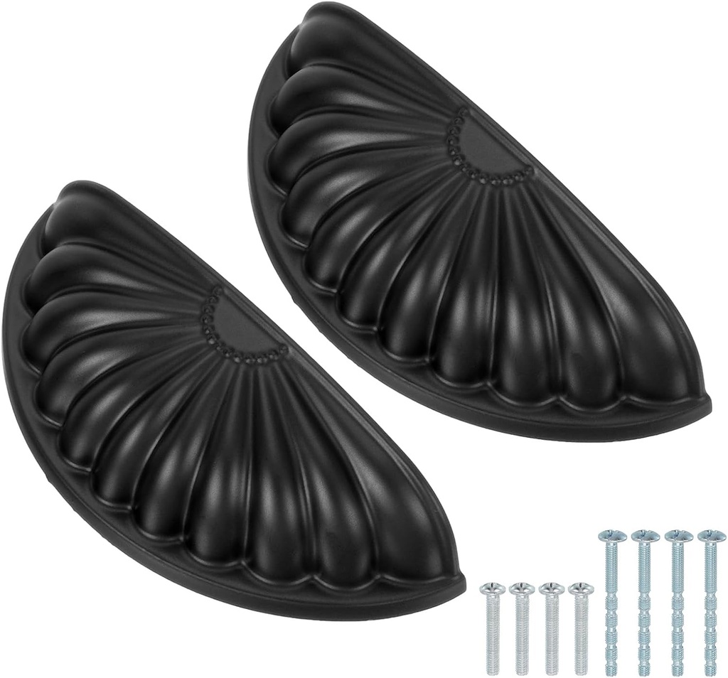 PATIKIL 2 Pcs Cabinet Cup Pulls 3" (76mm) Hole Center Vintage Drawer Handles Knobs Furniture Handle for Kitchen Dresser Hardware, Black