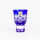 Tajima sake glass Edo Kiriko collection Nanako-mon Red/Blue/Purple-Handmade in Japan (Blue)
