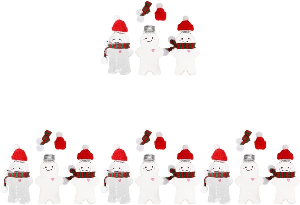 Gadpiparty 12 Sets Christmas Drink Bottle Christmas Mugs Clear Candy Bottles Gingerbread House Mug Christmas Drink Containers Small Water Bottles Capsule Bottle Cotton Travel Mini re-usable