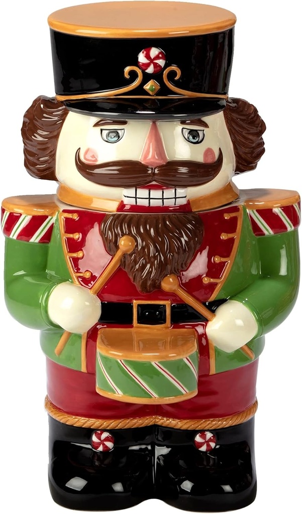 Unknown1 Holiday Magic Nutcracker 56 Oz. 3-d Cookie Jar Green Multi Color Red Garden