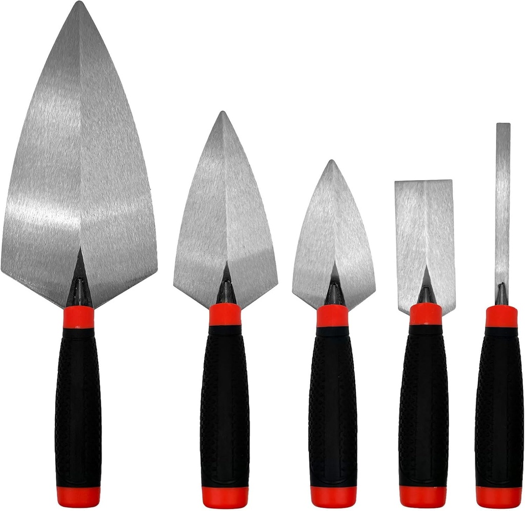 Masonry Hand Tool Set, Concrete Tools Set 1 pcs Brick Trowel, 2pcs Pointing Trowel, 1pcs Margin Trowel, 1 pcs Pointing Trowel