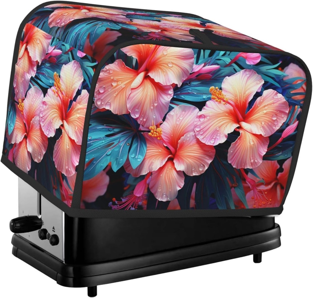 Tropical Flowers Toaster Cover 2 Slice, Bread Machine Covers Quilted Toaster Dust Cover Universal Size Kitchen Small Appliance Cover With Top Handle