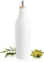 Sweejar Matte Ceramic Olive Oil Dispenser Bottle with Spout, 17 Oz Oil Dispenser for Kitchen Counter, Opaque Oil Cruet for EVOO and Vinegar, Avocado Oil Container for Cooking, Pack of 1 (White)