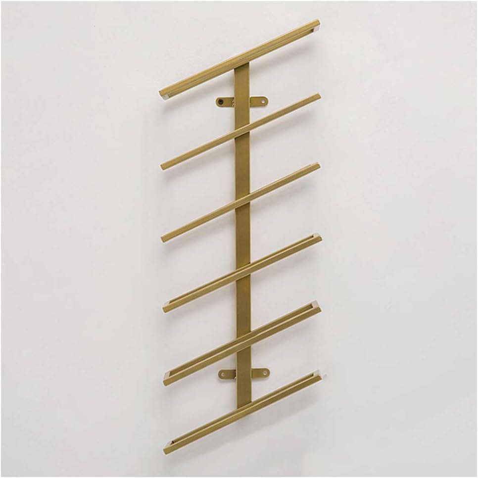 Organize Kitchen Wall Mounted 6/8 Bottles Metal Iron Vintage Wine Bottle Holder Wall Decoration Wine Shelf for Bar/Kitchen/Cabinet/Commercial Cellars Clubs (Gold 8 Bottle) (Gold 6 Bottle)