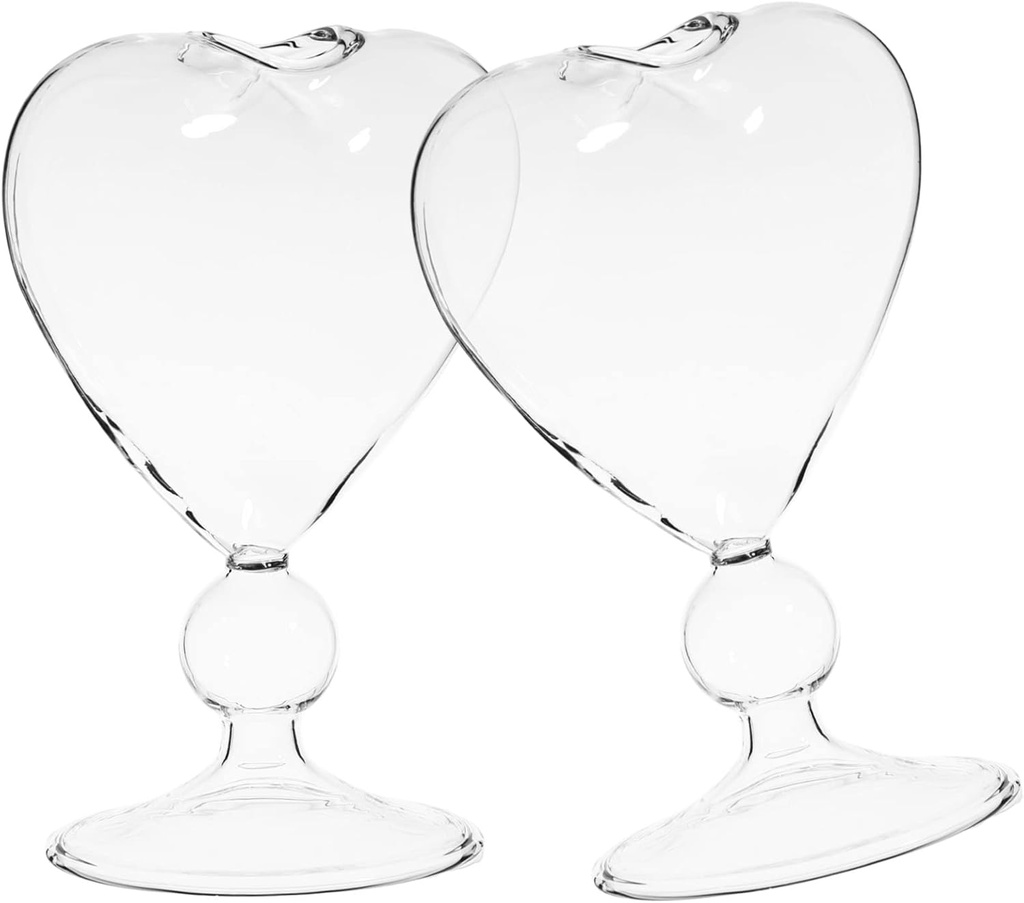 2pcs Creative Heart-shaped Cocktail Glasses Stylish Goblets for Weddings and Parties Glassware for Wine and Cocktails