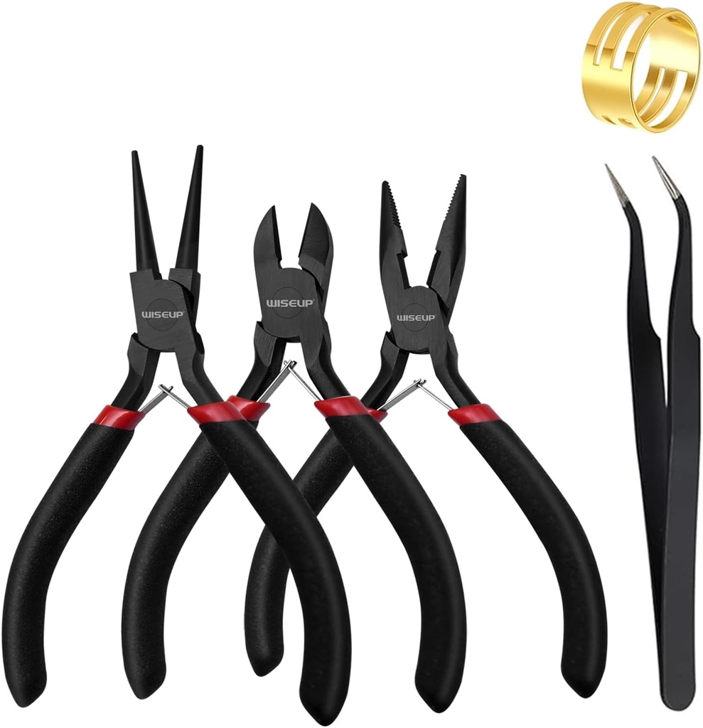 WISEUP 3 Pcs Jewelry Pliers Set - Needle/Chain Nose, Round Nose and Wire Cutters for Jewelry DIY Craft，Repair & Wire Wrapping
