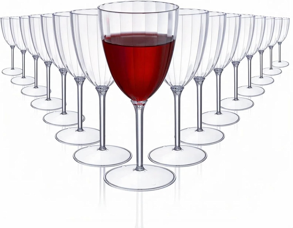 Tosnail 16 Pack 8 Oz Clear Plastic Wine Glasses, Disposable Hard Plastic Wine Cups, Tall Drinking Cups for Wedding, Parties