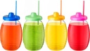 One-Liter Vitrolero Jars with Straw (Pack of 4) – Reusable Plastic Beverage Containers for Juices