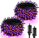2-Pack 66FT 200 LED Extendable Halloween Lights,13 Modes Orange and Purple Halloween Decorations Outdoor Indoor Tree Lights Waterproof, Plug in String Lights with Timer and Memory for Bedroom Decor