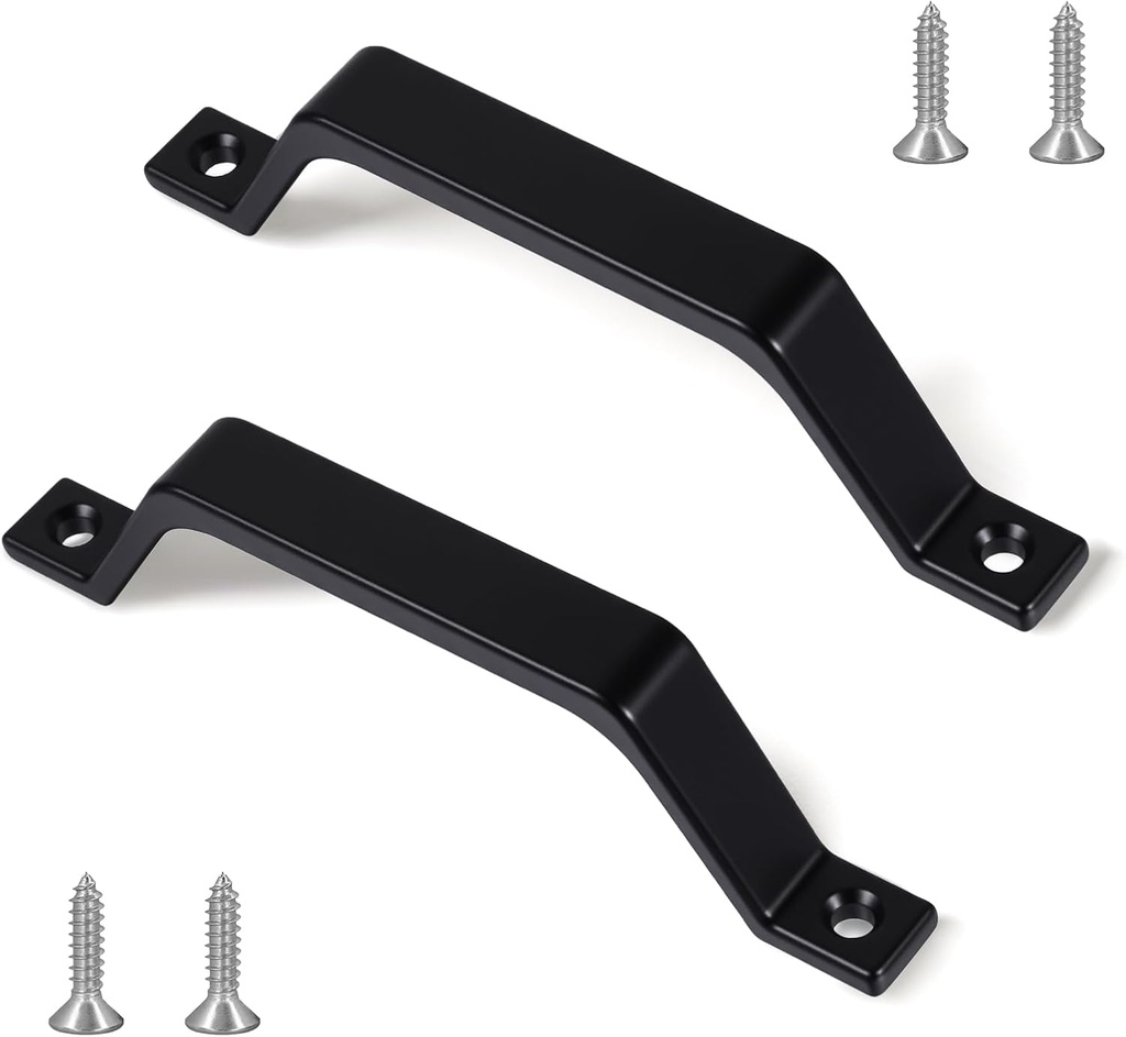 2 Pack Black Barn Door Handles, Sliding Pull Handle, Gate Handle, High Performance Cabinet and Drawer Knobs, Aluminum Alloy Door Pulls for Wooden Doors, Pocket Door Bifold Closet