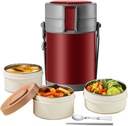 82oz Adults Thermo Container For Hot Food, 3 Tier Bento/Food Wide Mouth Insulated Stackable Food Container, Hot Cold lunch box for Work Office Outdoors Picnic (RED)