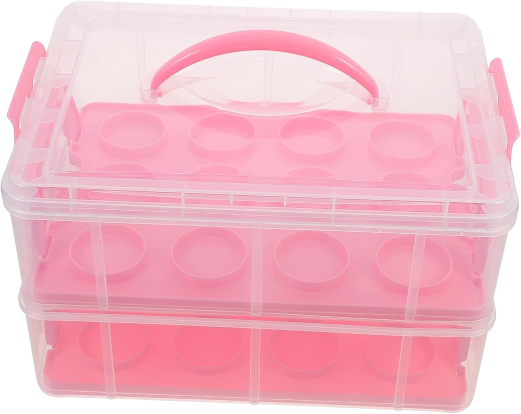 PRETYZOOM Portable Multi-layer Cupcake Carrier Versatile Desserts Storage Box for Muffins Cakes and Treats for Baking Parties and Events Stylish Design