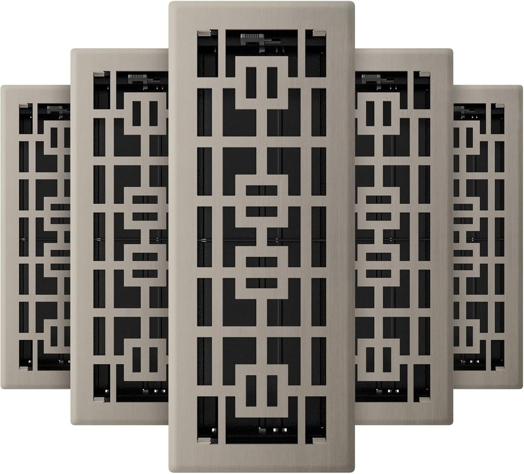 Imperial RG3295 Tokyo Decorative Floor Register, 4x12 Inch, Brushed Nickel, 5 Pack