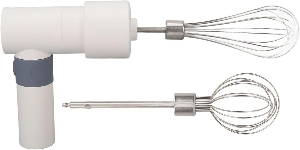 Warm White Electric Hand Mixer with Stainless Steel Egg Beater Cordless Rechargeable Hand Mixer for Baking Cakes Eggs Cream