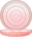 Khen Glass Hobnail Colored Plates | Set of 4 Plates | Blush Pink Color 10.6" Dinner or Charger Plate - Server, Charger, Dessert Server, Appetizer Plate, Snack, Fruit