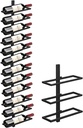 Wall Mounted Wine Rack Holds 12 Bottles, Adjustable Separable Black Metal Hanging Wine Bottle Holder Holds 6 Bottles, Liquor Bottle Display Shelf for Kitchen Pantry Bar Wine Cellar