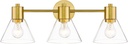 LMS Gold Bathroom Vanity Light Fixtures, 3 Light Bathroom Light Fixtures with Clear Glass Shade, LMS-108