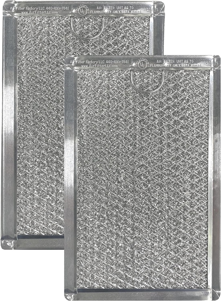Air Filter Factory Replacement For R9800408 Whirlpool 5 x 7.6.2 x 0.03 Inches Microwave Oven Aluminum Mesh Grease 12-Layer Vent Filter 2-Pack
