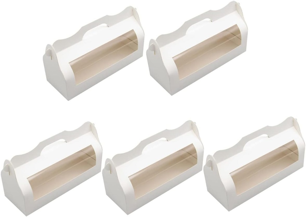 5pcs Portable Handheld Baking Food Boxes Window for Bread Cake Sandwich Packaging for Delicate Treats