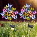 Solar Garden Lights Outdoor Waterproof Decorative Solar Lights Outdoor 2 Pack with 44 LED 34 Butterfly Flower Garden Decor Yard Patio Lawn, Gifts for Mother's Day Mom Women
