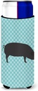 Caroline's Treasures Devon Large Black Pig Blue Check Decorative Hugger, Slim Can, Multicolor