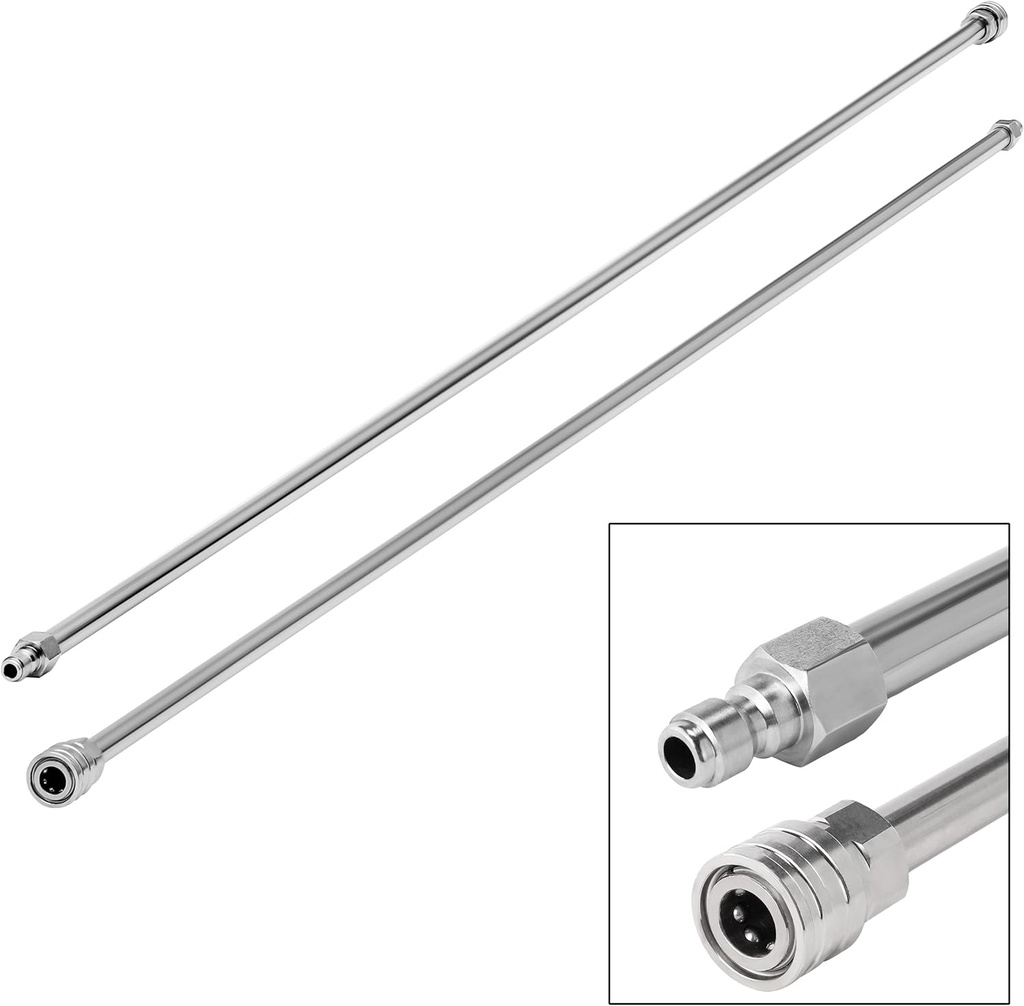 RIDGE WASHER Pressure Washer Wand Extension, 120 Inch Replacement Pressure Washer Lance, Stainless Steel Power Washer Extender Wand, 1/4” Quick Connect Fitting, 4000 PSI (2 Wands – 60" Each Wand )