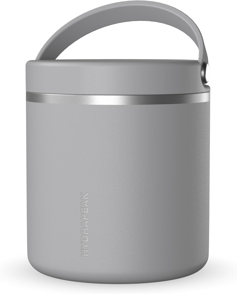 Hydrapeak 25oz Stainless Steel Vacuum Insulated Food Jar | Hot Food and Cold Food, Wide Mouth Leak-Proof Soup Jar for Adults, 10 Hours Hot and 16 Hours Cold (Grey)