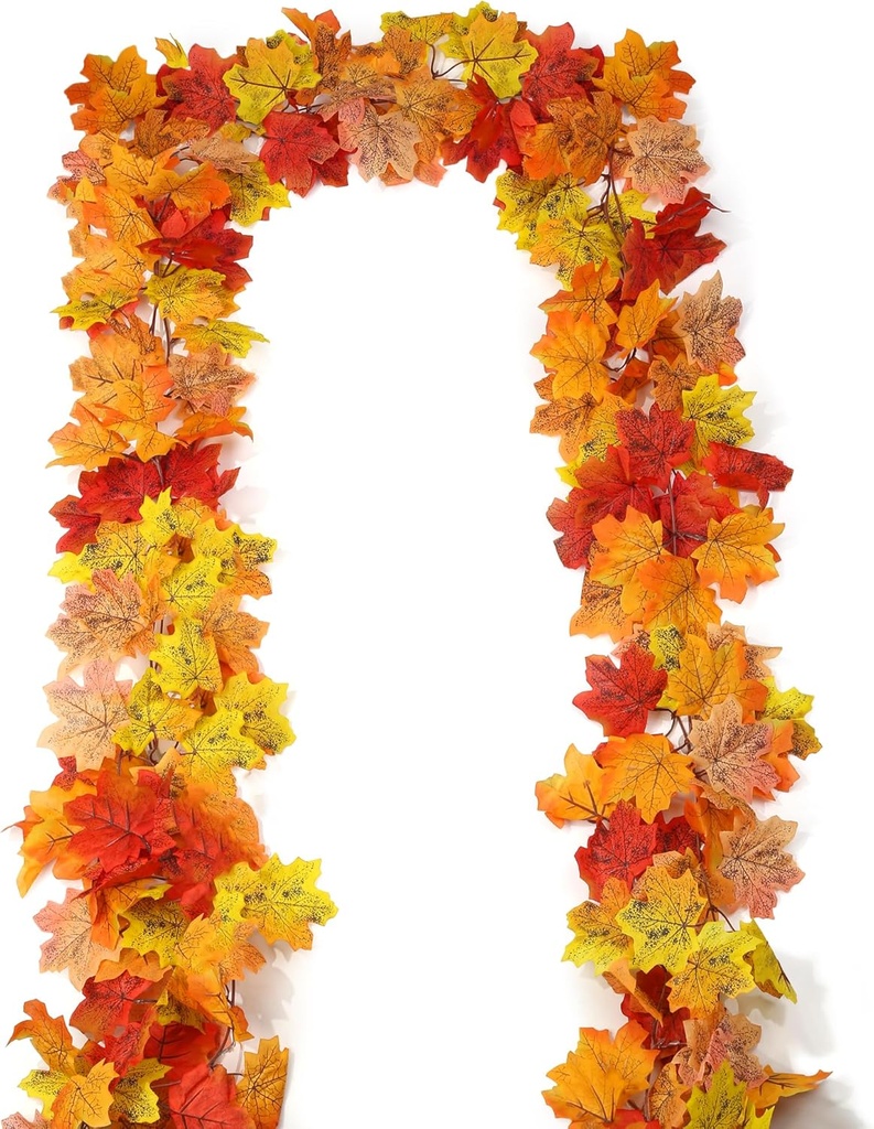 SITUMEIZI 2 Pack Fall Garland 13Ft Fall Leaf Garland for Thanksgiving Fireplace Party Decor Autumn Leaves Garlands for Autumn Decorations