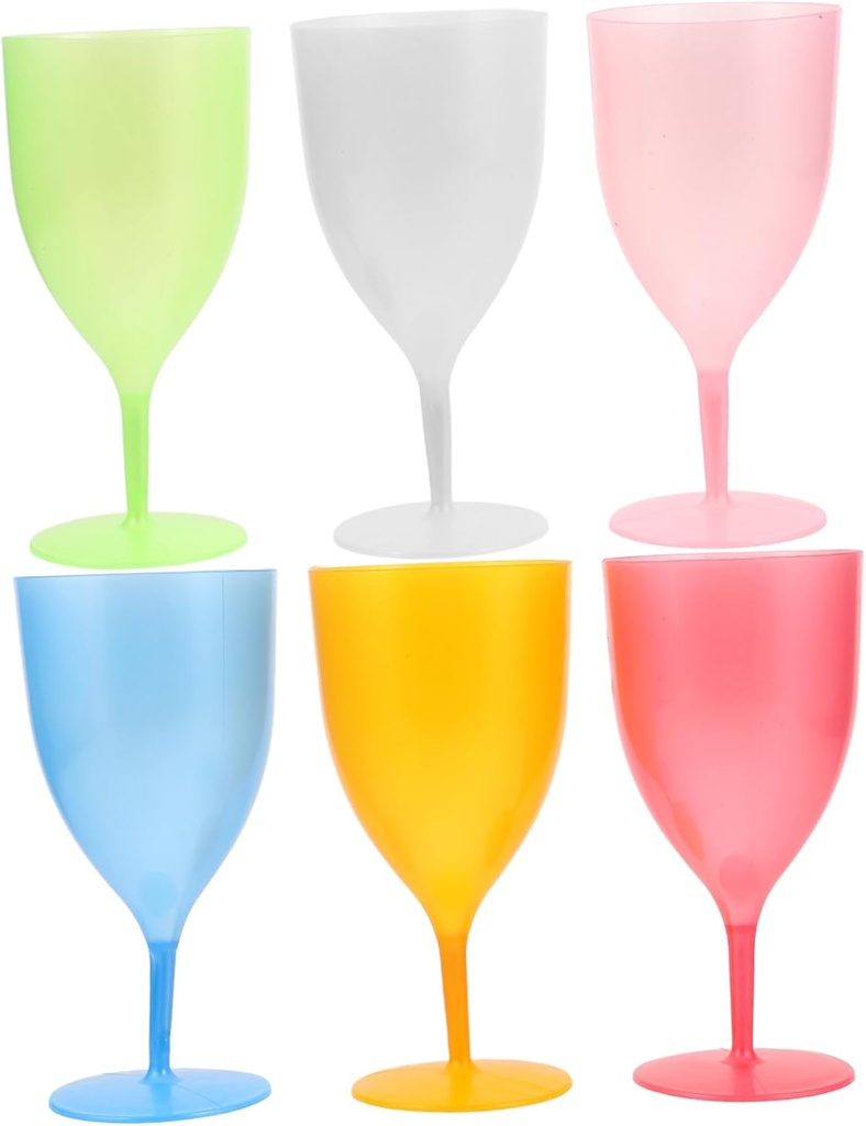STOBAZA 6pcs Plastic Goblets Unbreakable Wine Glasses for Easter Parties Versatile Drinkware for Home Weddings Vibrant High Stem Design for Celebrations