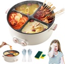 Four Grid Multifunctional Stew Pot, Electric Pots 4 Compartment, Electric Pot 4 Compartment Divider Cooker, 6L Large Capacity, Electric Pot 4 Compartment Divider Cooker, for Family Party (1pcs)