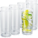 Zulay Kitchen Acrylic Glasses Drinkware - 8 Piece Unbreakable Plastic Tumblers - BPA-Free, Reusable Plastic Drinking Glasses for Home & Outdoors - Stackable, Lead-Free & Dishwasher Safe - (16 Ounces)