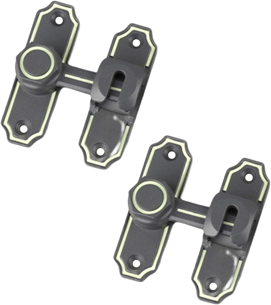2PCS Barn Luminous Latch 90 Degree Zinc Alloy Gate Flip Latch Lock Heavy Duty Safety Flip Door Latch for Household, Shed, Sliding Doors, Garage, Outdoor Fence (Gray)
