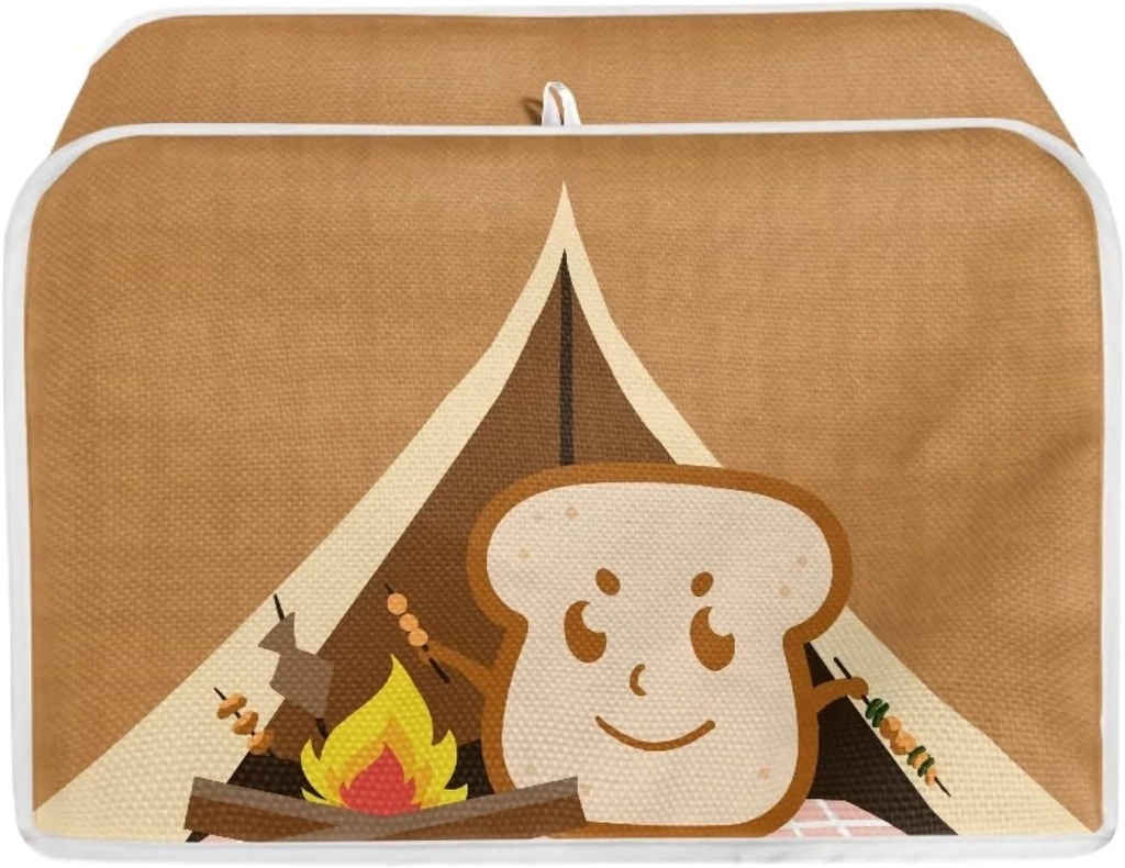 chaqlin Toaster Covers 2 Slice Wide Slot Brown Cute Toast Print Small Appliance Cover Machine Washable Bread Maker Cover