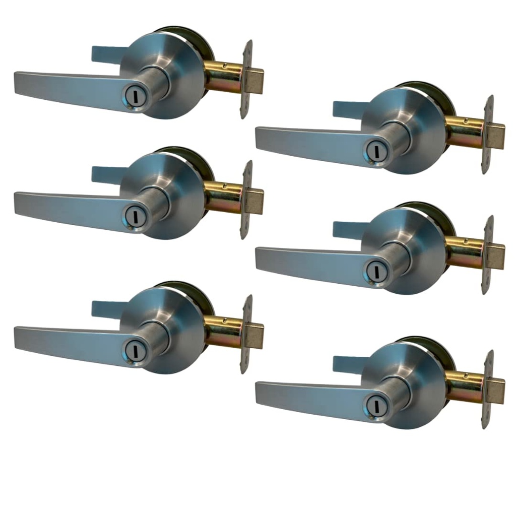 NUSET Bathroom/Bedroom Interior Keyless Privacy Lever in Satin Chrome, Set of 6