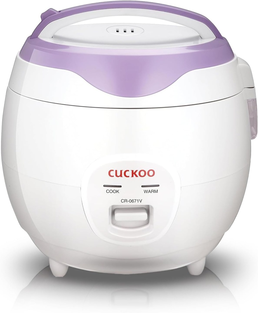 CUCKOO Basic Rice Cooker 6-Cup Uncooked / 12-Cup Cooked, Versatile Rice Maker with Non-Stick Inner Pot, Easy to Use, Auto Keep Warm, White / Purple (CR-0671V)