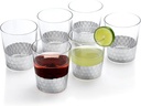 G Silver Foil Honeycomb Tumbler Glasses set of 6, 9.8 oz. for Water Beer Iced-Tea Beverage Whiskey Drinking Cups Family Friends Classic Durable Luxury Ideal for all Occasions