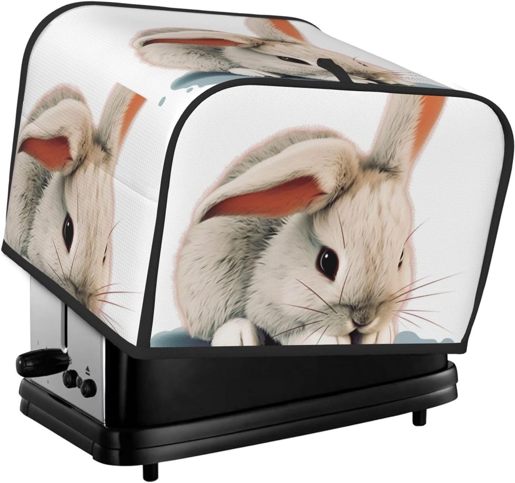 4 Slice Toaster Cover with Two Pockets for Storing knife Super Soft Appliance Covers Cry rabbit Dust Cover for Kitchen Small Oven-Cover Kitchen Bread Machine Protector Covers