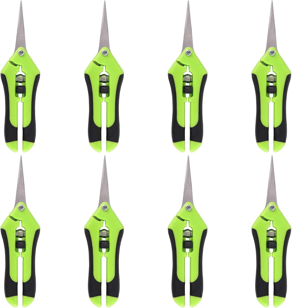 8 Pack 6.5 Inch Gardening Scissor Hand Pruner, Precision Tip Pruner with Straight Stainless Steel Blades, Pruning Shears Hand Pruners for Gardening Plant Flower Bonsai, Green