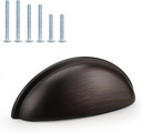 Probrico (10 Pack Cabinet Pulls Modern Oil Rubbed Bronze Bin Cup Cabinet Handles 3 Inch(76mm) Hole Center Cabinet Cup Pulls Kitchen Cabinet Hardware Shell Style Drawer Handle Knobs