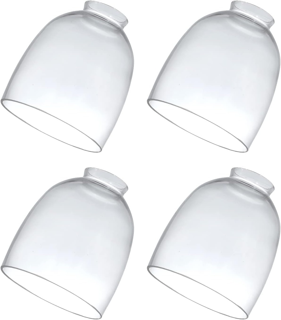 4 Pack Clear Glass Shades, Replacement Glass Globes for Ceiling Fan Light Fixtures, 2-1/8" Fitter, 4.76 inch Diameter, High Transmittance Lampshade for Chandelier, Pendant Light, Wall Sconces Series