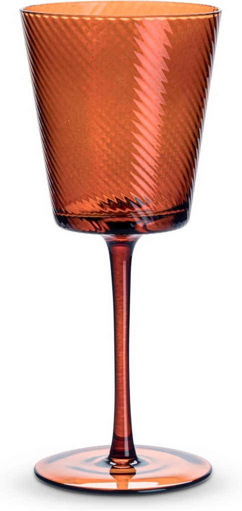 Abbott Collection Optic Swirl Wine Glass, Dark Amber - Optic Glass, 8" H (11oz)