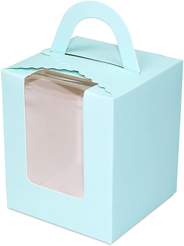 SagaSave Cupcake Boxes Carrier with Windows & Handles, Insert Cake Boxes (Pack of 10)